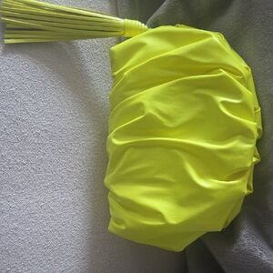 Rebecca Minkoff Neon Yellow Ruched Wristlet Clutch with Tassel